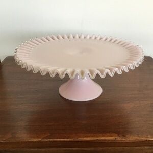 Vintage Rare Pink Fenton Silvercrest Cake Stand